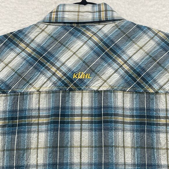 Kuhl Shirt Mens Large Blue Plaid Button Down Pocket Outdoor Short Sleeve Casual - Picture 6 of 12